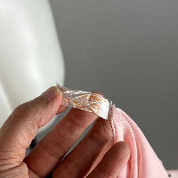 Vtg 60s Perlon Pink Black Polka Dot Ruffle Babydoll Lingerie Nightgown size 46 - Picture 7 of 7